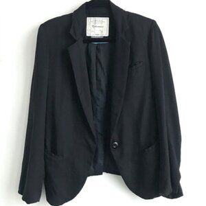 Anthropologie Cartonnier Tencel Black Blazer Size 6 Classic Minimalist Business